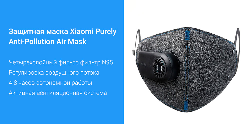 Защитная маска Xiaomi Purely Anti-Pollution Air Mask 